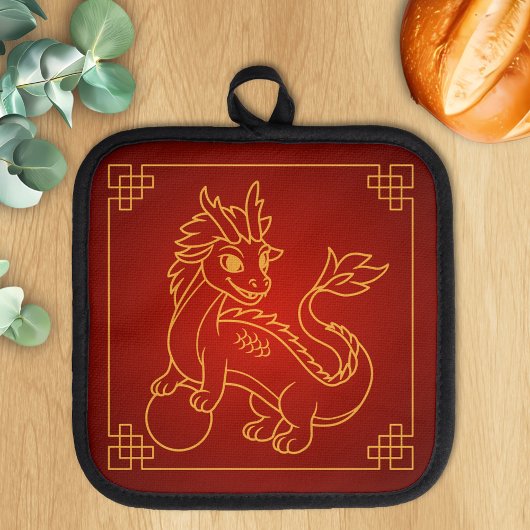 Jaar van de Draak Chinese Zodiak Rood Pannenlap