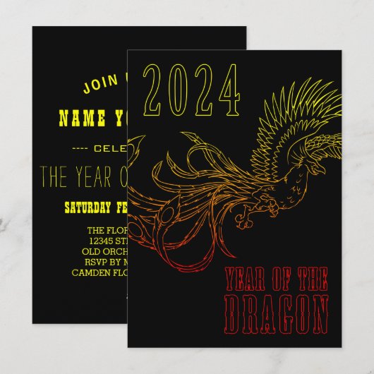 jaar van de draak feestdagenkaart (Voorkant / Achterkant)