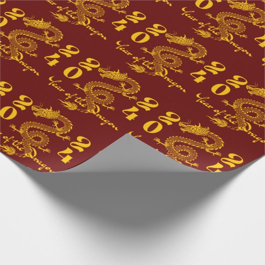 Jaar van de Draak Goud Cadeaupapier (Hoek)