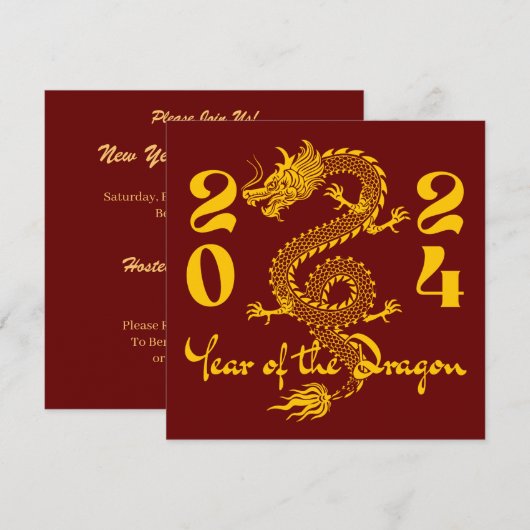 Jaar van de Draak Goud Kaart (Voorkant / Achterkant)