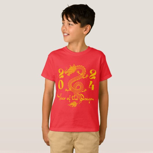 Jaar van de Draak Goud T-shirt (Voorkant volledig)