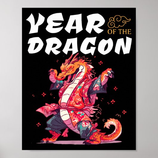 Jaar Van De Draak Grappige Draken Chinese Dierenri Poster (Voorkant)