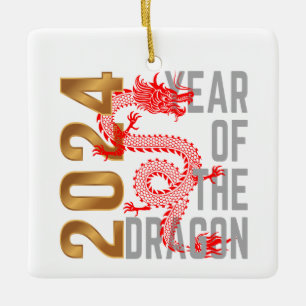 Jaar van de Draak Jaar 2024 Chinese dierenriem Keramisch Ornament