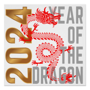 Jaar van de Draak Jaar 2024 Chinese zodiak Perfect Poster