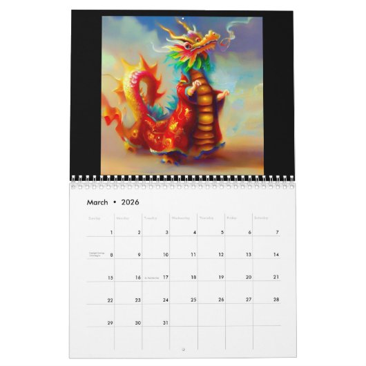 Jaar van de Draak Kalender (Mar 2026)