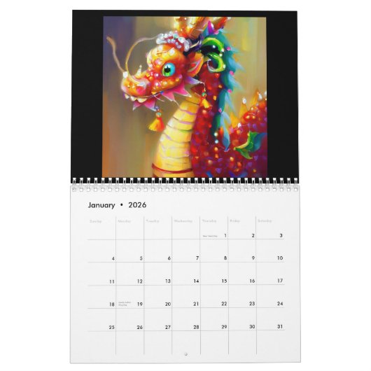 Jaar van de Draak Kalender (Jan 2026)