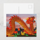 Jaar van de draak Maan Nieuwjaar 2024 Feestdagenkaart (Voorkant / Achterkant)