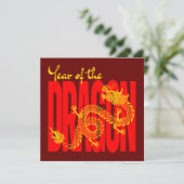 Jaar van de Draak Rood Goud Bedankkaart (Staand voorkant)