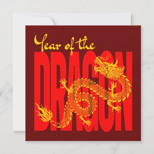 Jaar van de Draak Rood Goud Bedankkaart (Voorkant)