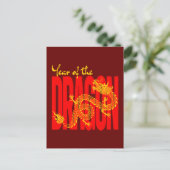 Jaar van de Draak Rood Goud Briefkaart (Staand voorkant)