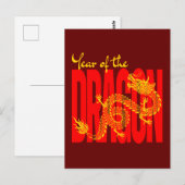 Jaar van de Draak Rood Goud Briefkaart (Voorkant / Achterkant)