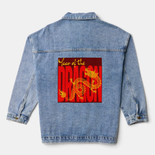 Jaar van de Draak Rood Goud Denim Jacket