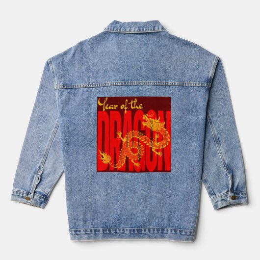 Jaar van de Draak Rood Goud Denim Jacket (Achterkant)