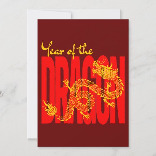 Jaar van de Draak Rood Goud Kaart (Voorkant)