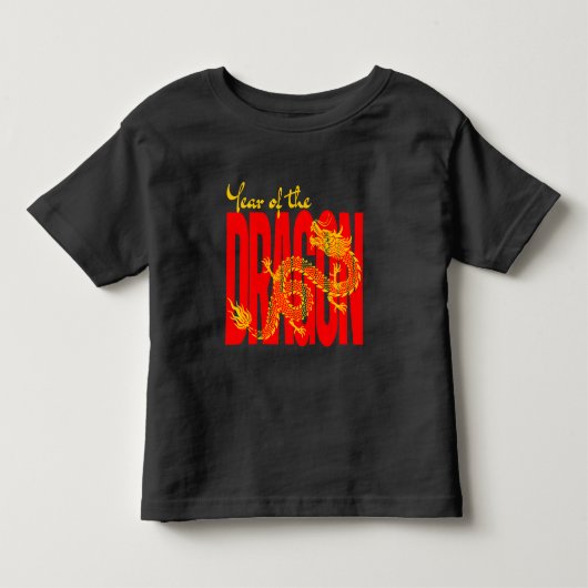 Jaar van de Draak Rood Goud Kinder Shirts (Voorkant)