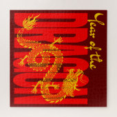 Jaar van de Draak Rood Goud Legpuzzel (Horizontaal)
