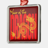 Jaar van de Draak Rood Goud Metalen Ornament (Links)