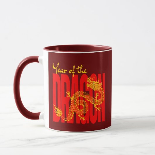 Jaar van de Draak Rood Goud Mok (Links)