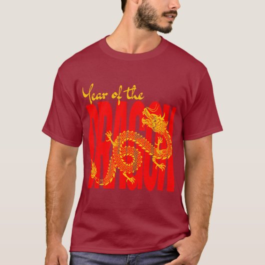 Jaar van de Draak Rood Goud T-shirt (Voorkant)