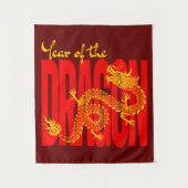 Jaar van de Draak Rood Goud Wandkleed (Voorkant)
