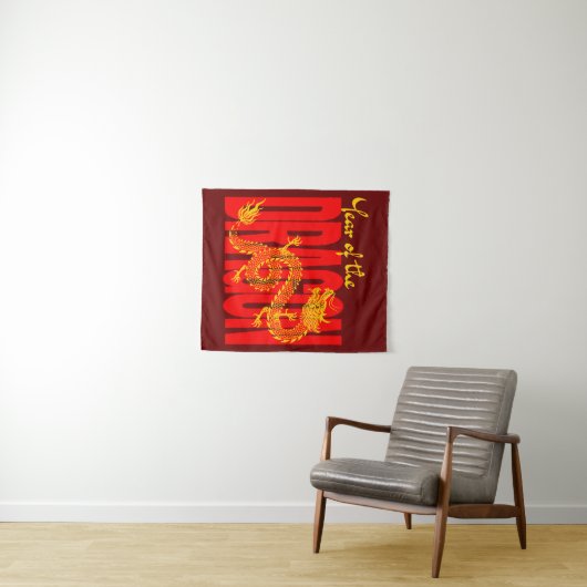 Jaar van de Draak Rood Goud Wandkleed (In Situ (horizontaal))