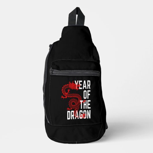Jaar van de draak rood wit sling bag (Voorkant)