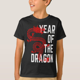 Jaar van de draak rood wit t-shirt