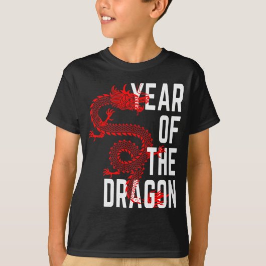 Jaar van de draak rood wit t-shirt (Voorkant)