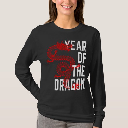 Jaar van de draak rood wit t-shirt (Voorkant)