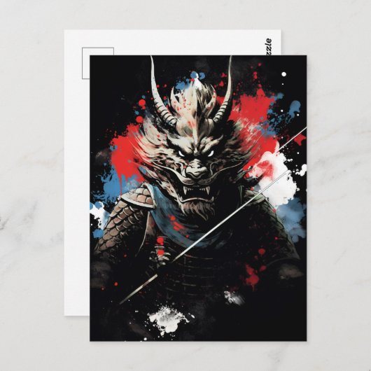 Jaar van de draak Samurai Briefkaart (Voorkant / Achterkant)