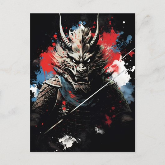 Jaar van de draak Samurai Briefkaart (Voorkant)