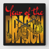 Jaar van de Draak Vierkante Klok (Voorkant)