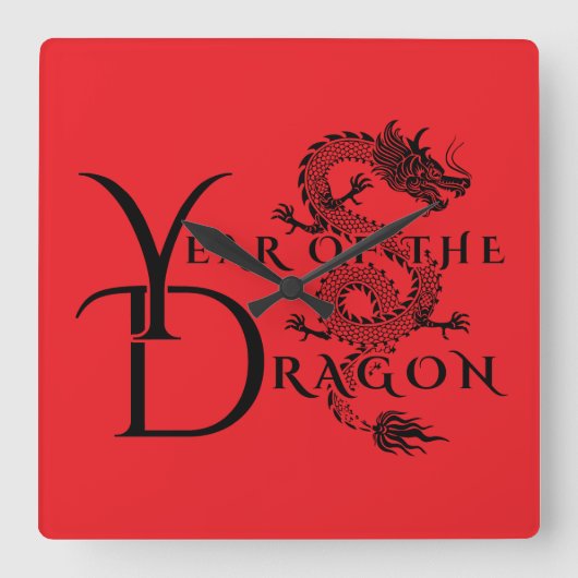 Jaar van de draak vierkante klok (Voorkant)