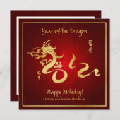 Jaar van de Dragon Birthday Invites Kaart (Voorkant / Achterkant)