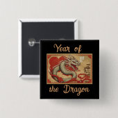 Jaar van de Dragon Button (Voorkant /achterkant)