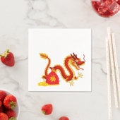 Jaar van de Dragon Cartoon Red Sack Napkins Servet (Insitu)