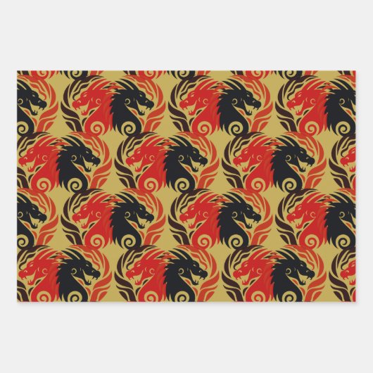 Jaar van de Dragon Design Inpakpapier Vel (Voorkant 2)