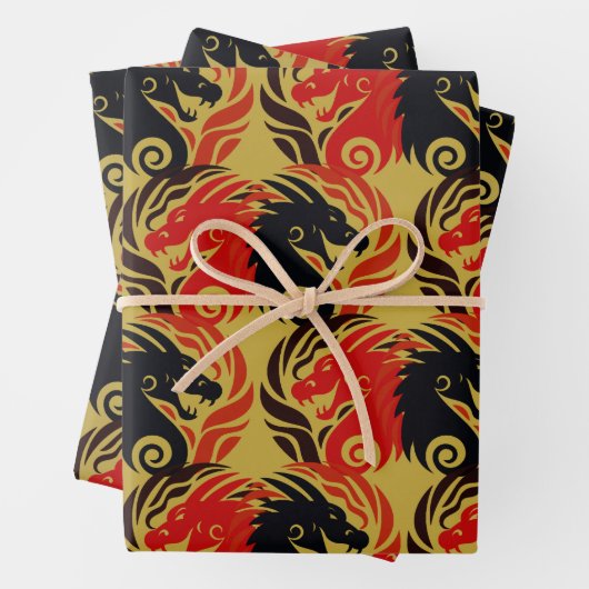 Jaar van de Dragon Design Inpakpapier Vel (In situ)