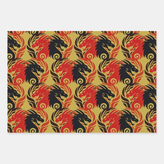 Jaar van de Dragon Design Inpakpapier Vel (Voorkant)