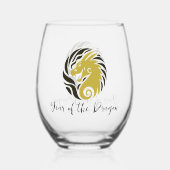 Jaar van de Dragon Design Stemless Wijnglas Wijnglas Zonder Voet (Achterkant)