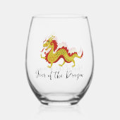 Jaar van de Dragon Design Stemless Wijnglas Wijnglas Zonder Voet (Achterkant)