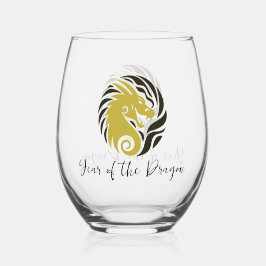 Jaar van de Dragon Design Stemless Wijnglas Zonder Voet