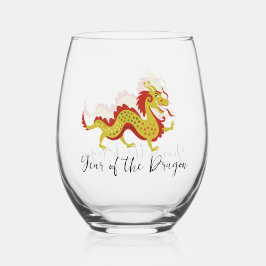 Jaar van de Dragon Design Stemless Wijnglas Zonder Voet