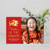 Jaar van de Dragon FOLIE Chinees Nieuwjaar kaart (Staand Voorkant)