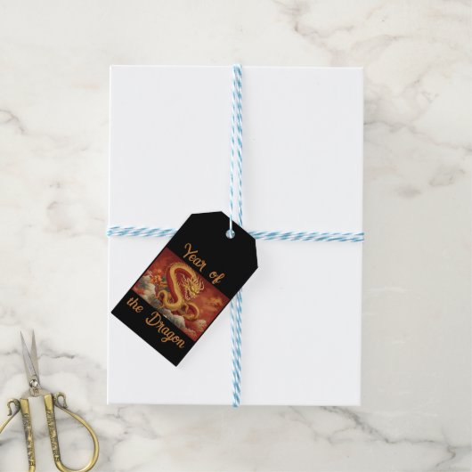 Jaar van de Dragon Gift Label Cadeaulabel (Met Touw)