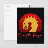 JAAR VAN DE DRAGON GOUD ROOD BRIEFKAART (Voorkant / Achterkant)