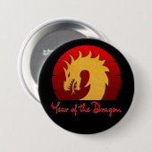 JAAR VAN DE DRAGON GOUD ROOD RONDE BUTTON 7,6 CM (Voorkant /achterkant)