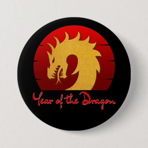 JAAR VAN DE DRAGON GOUD ROOD RONDE BUTTON 7,6 CM