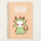 Jaar van de Dragon Mochi 2024 Schattige Kawaii Pup Planner (Voorkant)