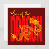Jaar van de Dragon Red Gold Bedankkaart (Voorkant / Achterkant)